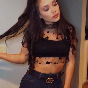 Star mesh crop top